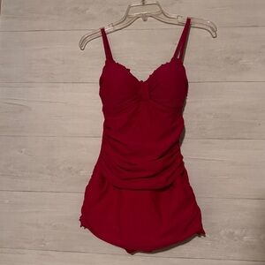 Shore Shapes Swimsuit  Ruffle Skirted One Piece Slimming Ruched Pink Size 10